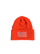 Sport Beanie in Blaze Orange with embroidered Black River flag logo